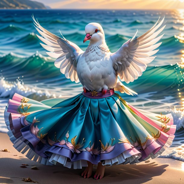 Drawing of a dove in a skirt in the sea