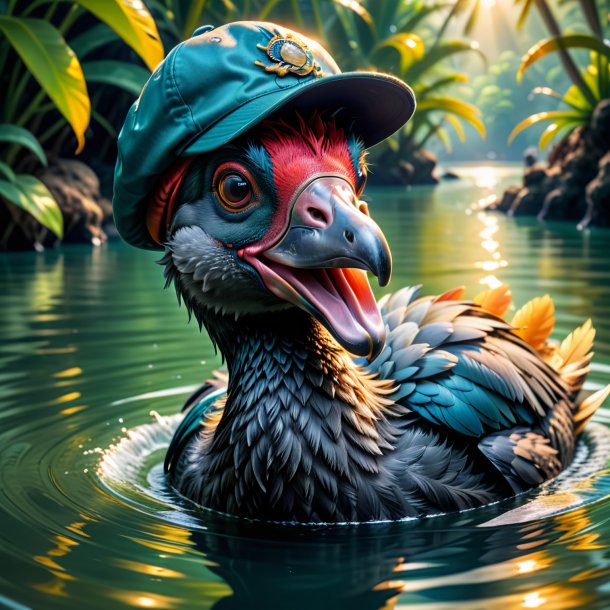 Picture of a dodo in a cap in the water