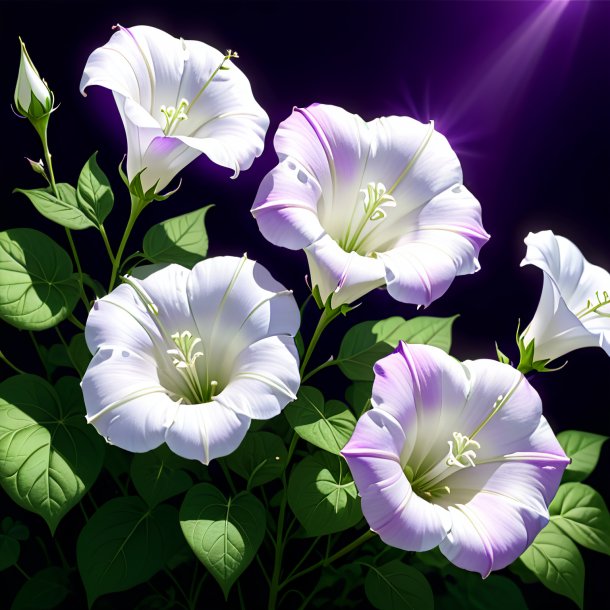 "drawing of a white bindweed, purple"