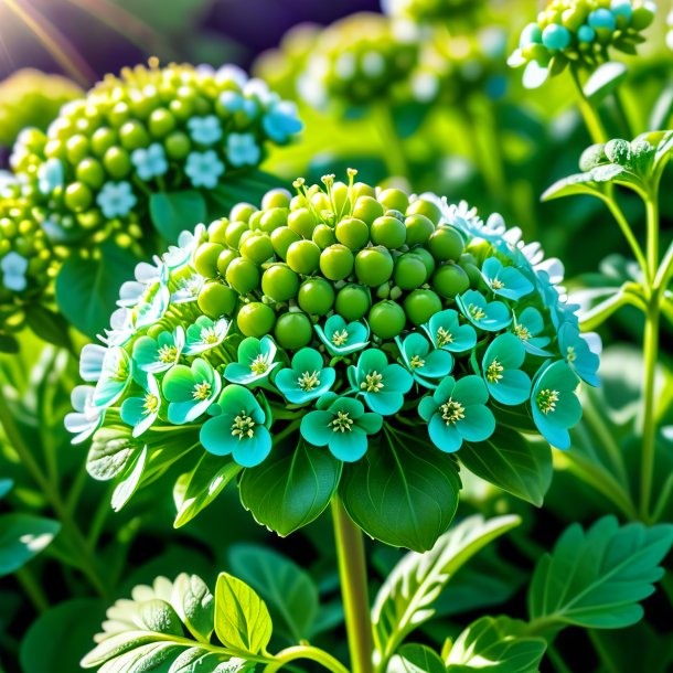 Depiction of a pea green persian candytuft