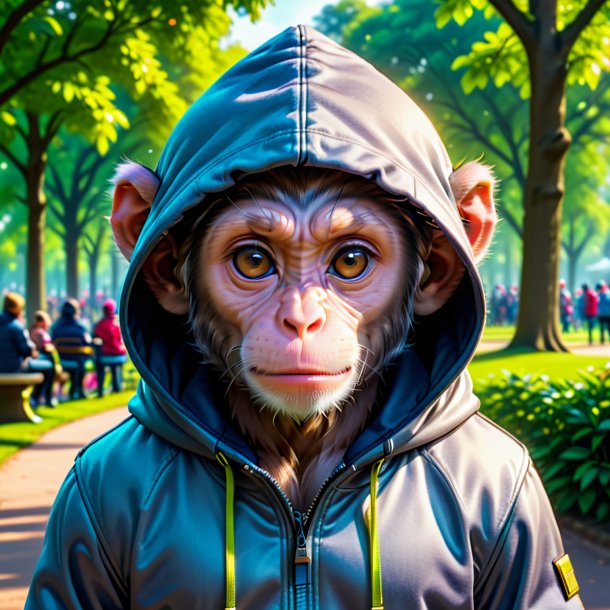 Pic of a monkey in a hoodie in the park