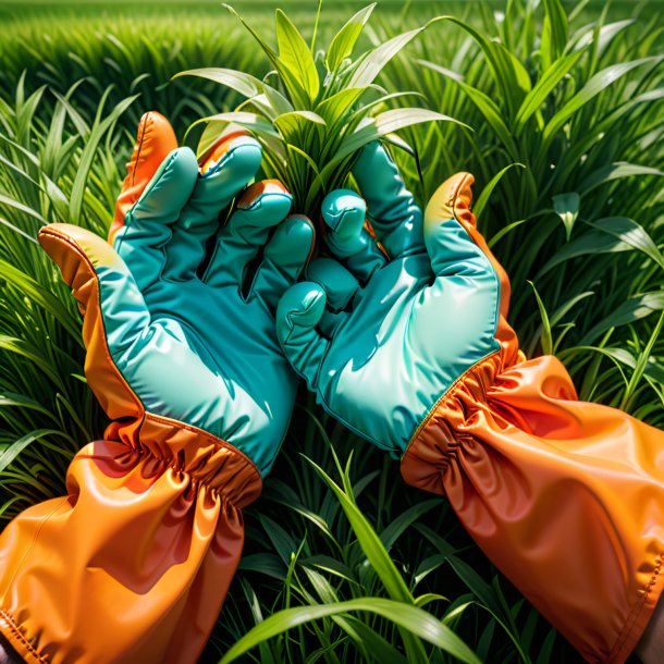 Drawing of a orange gloves from grass