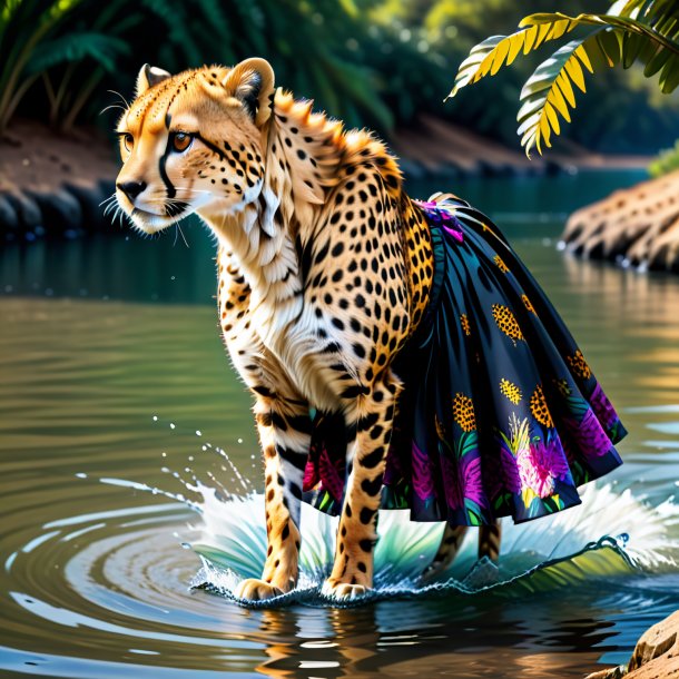 Drawing of a cheetah in a skirt in the water