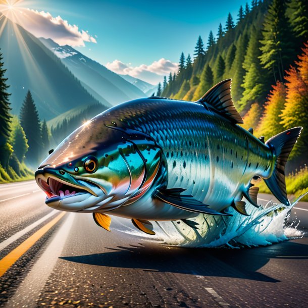 Pic of a threatening of a salmon on the road