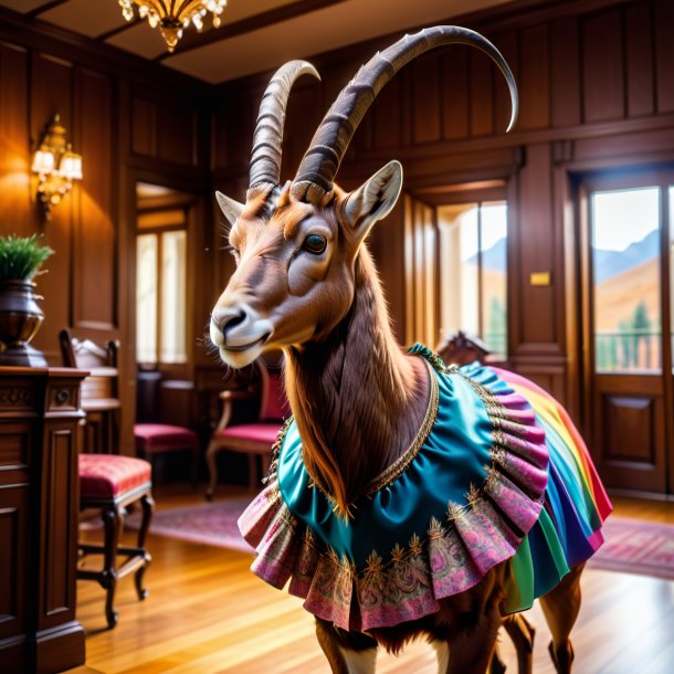 Picture of a ibex in a skirt in the house