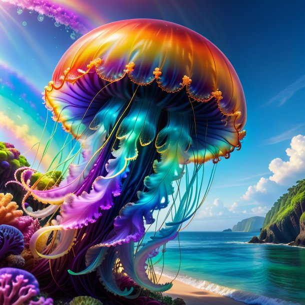 Picture of a sleeping of a jellyfish on the rainbow