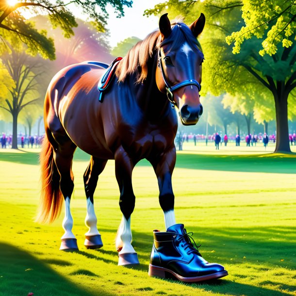 Foto de um cavalo em um sapato no parque