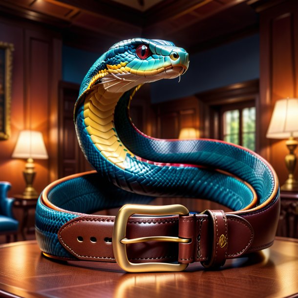 Illustration of a cobra in a belt in the house