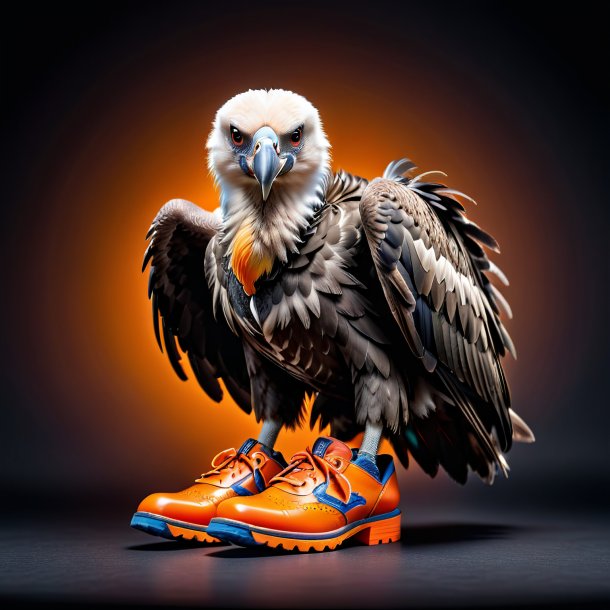 Pic d'un vautour dans une chaussure orange