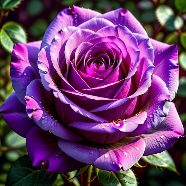 "photo of a purple rose, hundred-leaved"