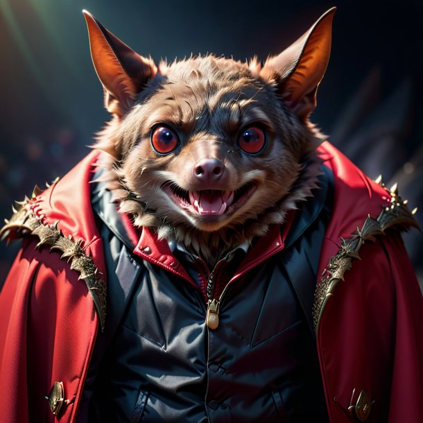 Photo of a bat in a red jacket