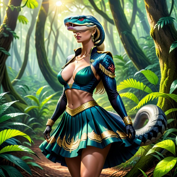 Drawing of a king cobra in a skirt in the forest