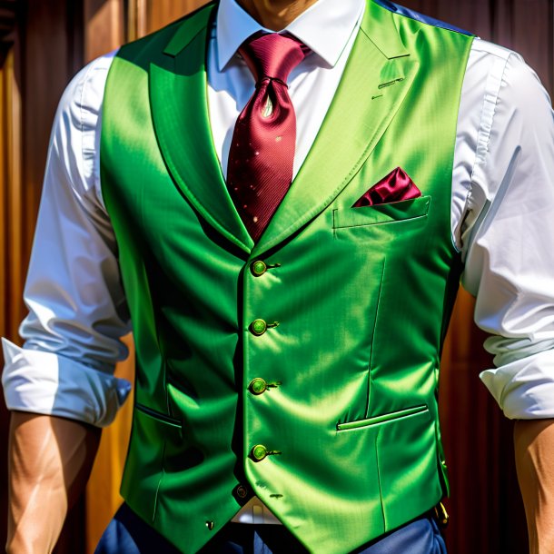 Photo of a pea green vest from wood