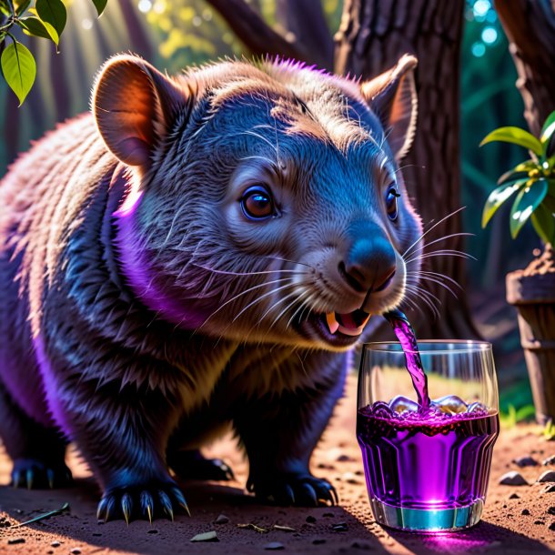 Foto de un wombat de beber púrpura