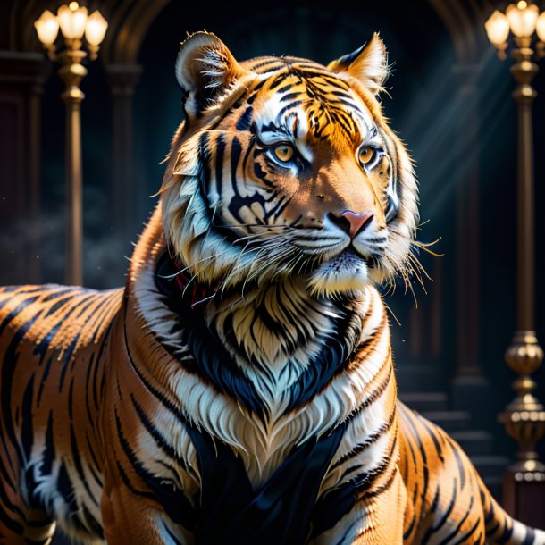 Imagem de um tigre em um vestido preto