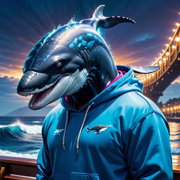 Picture of a whale in a blue hoodie