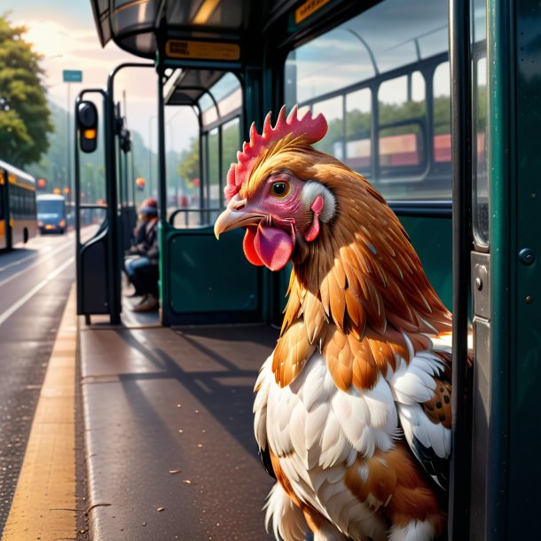 Imagem de um choro de uma galinha no ponto de ônibus