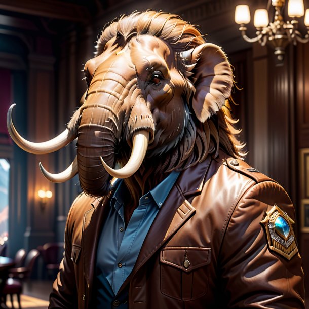 Pic of a mammoth in a brown jacket