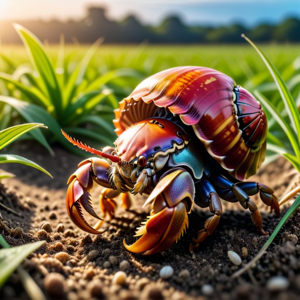 Imagem de um comer de um caranguejo eremita no campo