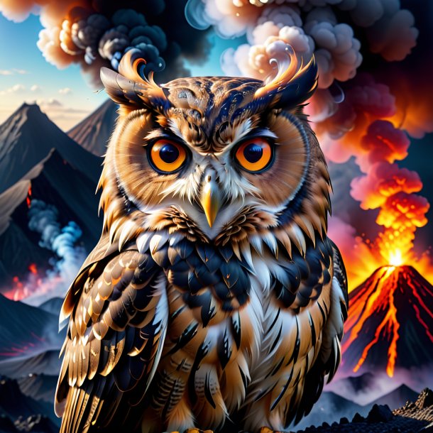 Image of a smoking of a owl in the volcano