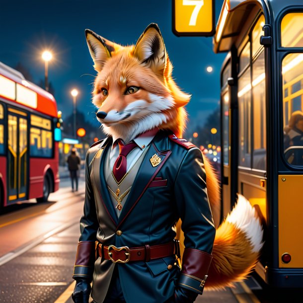 Image of a fox in a belt on the bus stop