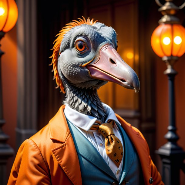 Photo of a dodo in a orange coat