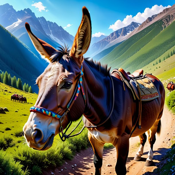 Picture of a eating of a mule in the mountains