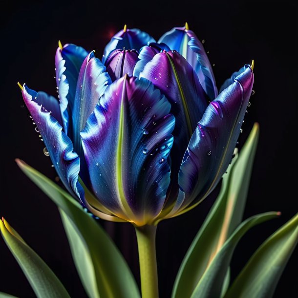 Photo of a navy blue tulip