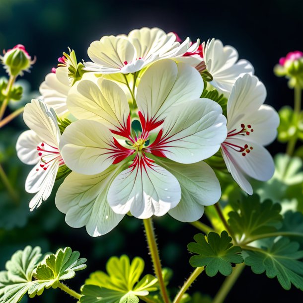 "picture of a ivory geranium, clouded"