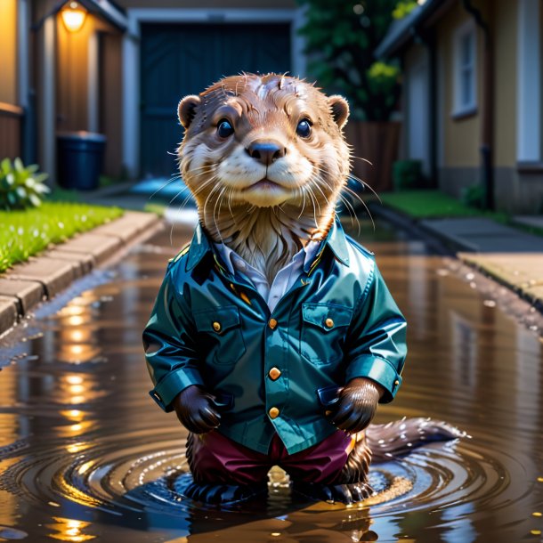 Picture of a otter in a trousers in the puddle