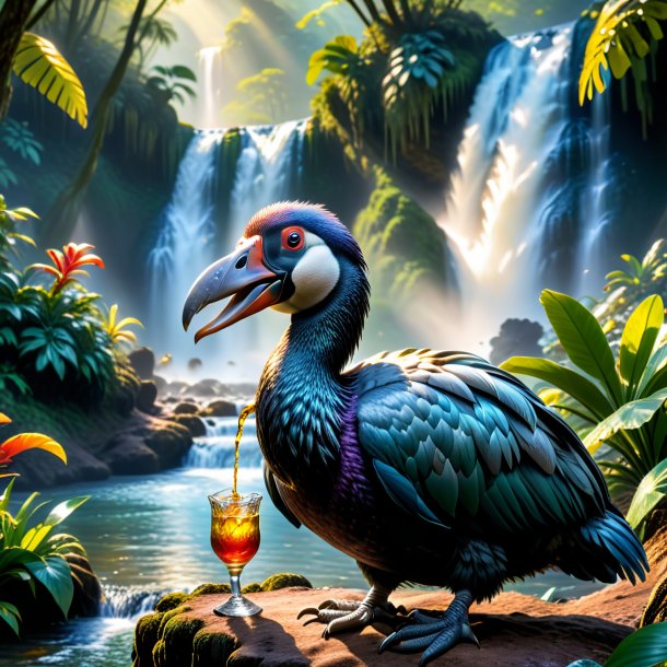 Photo of a drinking of a dodo in the waterfall