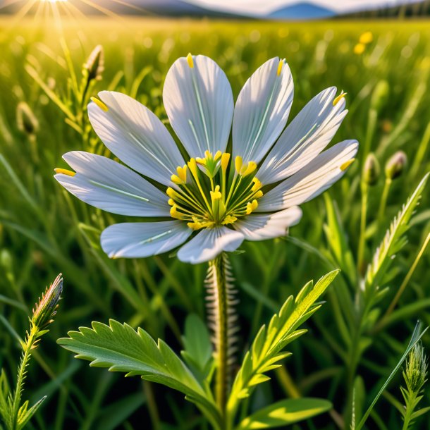 "portrait of a khaki crowfoot, meadow"