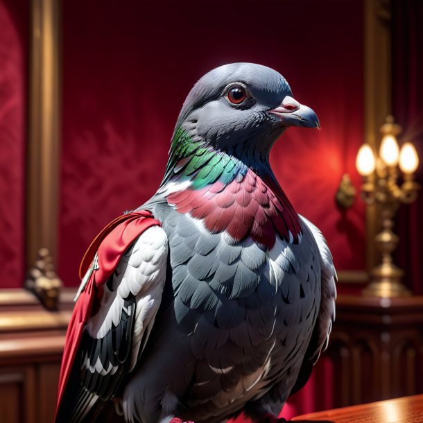 Imagen de una paloma en una chaqueta roja