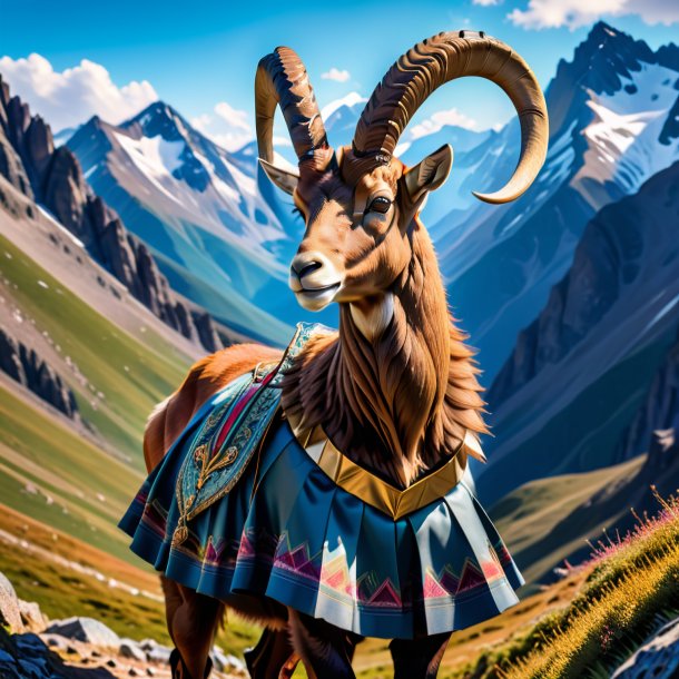 Image of a ibex in a skirt in the mountains