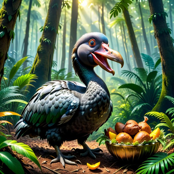 Picture of a eating of a dodo in the forest