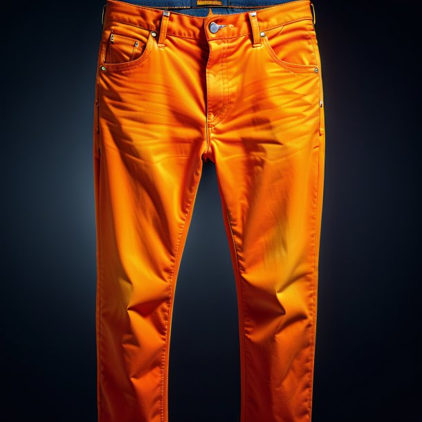 Photography of a orange jeans from metal