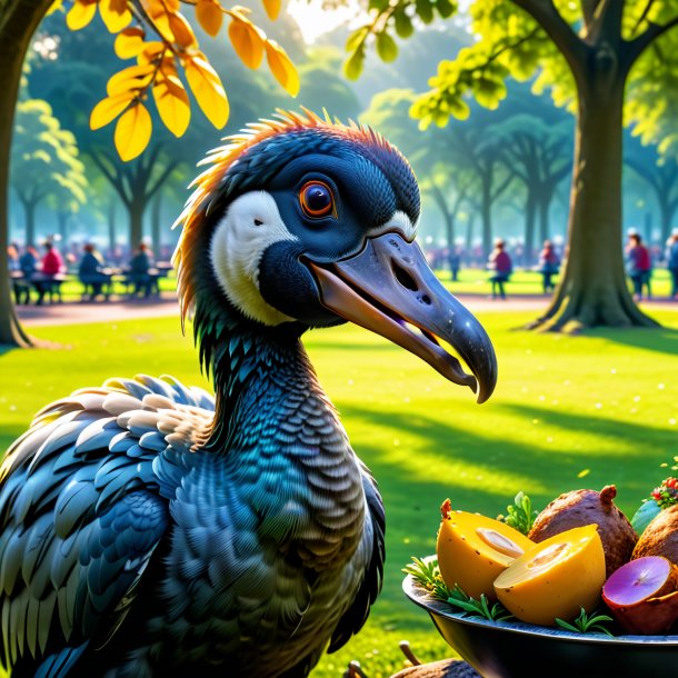 Picture of a eating of a dodo in the park