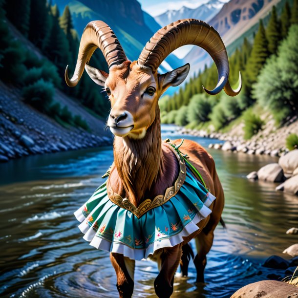 Image of a ibex in a skirt in the river