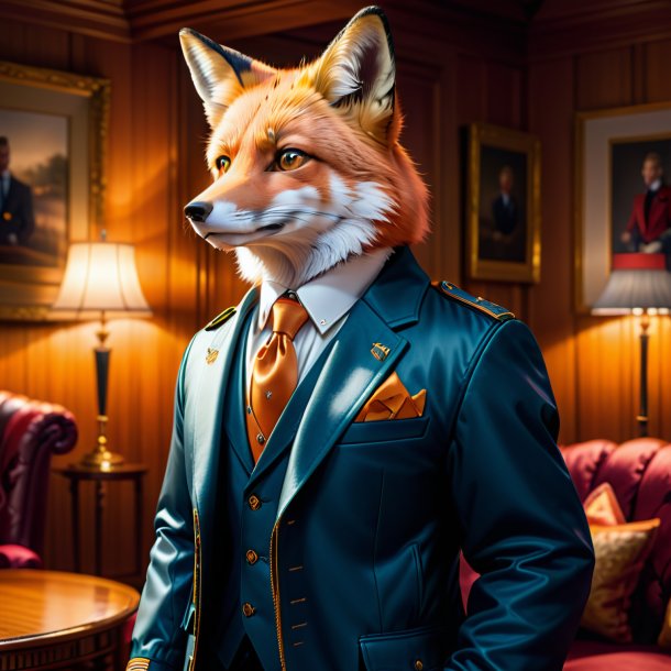 Illustration of a fox in a jacket in the house