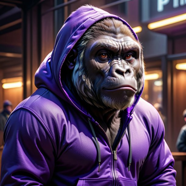 Pic of a gorilla in a purple hoodie