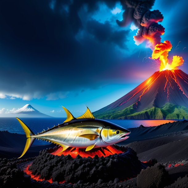 Photo d'une attente d'un thon dans le volcan