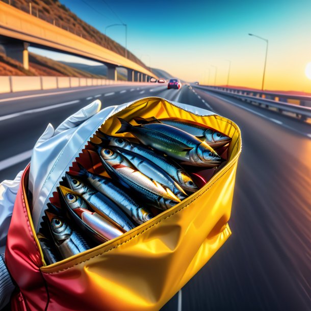 Drawing of a sardines in a gloves on the highway