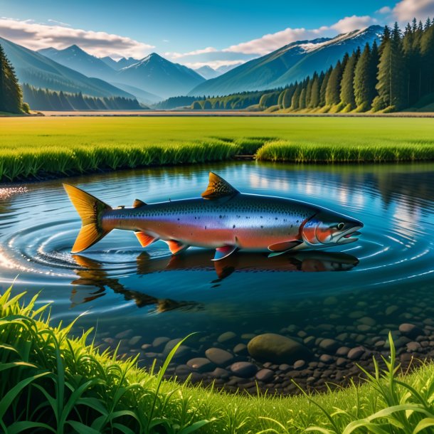 Photo of a waiting of a salmon on the field