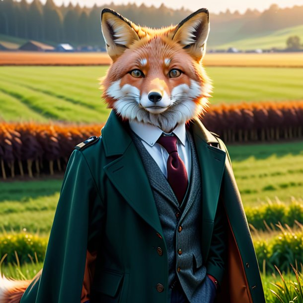 Illustration of a fox in a coat on the field