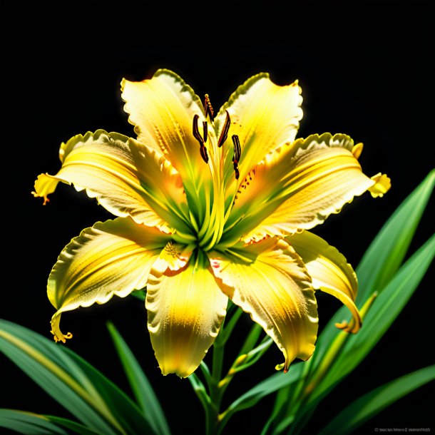 "image of a khaki daylily, yellow"