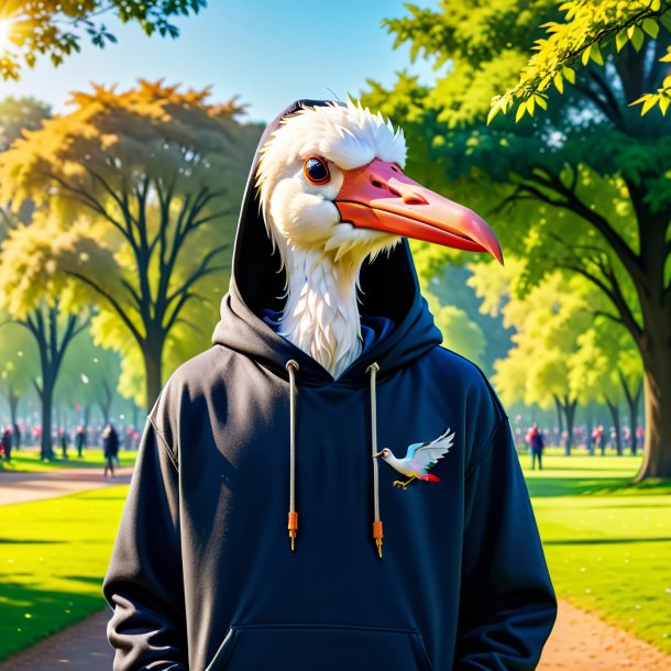 Pic of a stork in a hoodie in the park