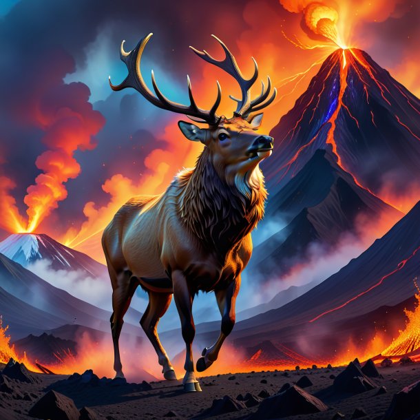 Picture of a dancing of a elk in the volcano