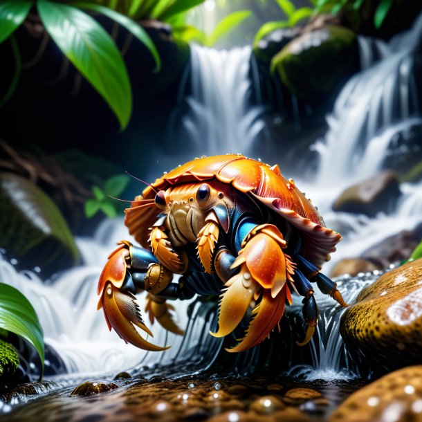 Image d'un crabe ermite dans une chaussure dans la cascade