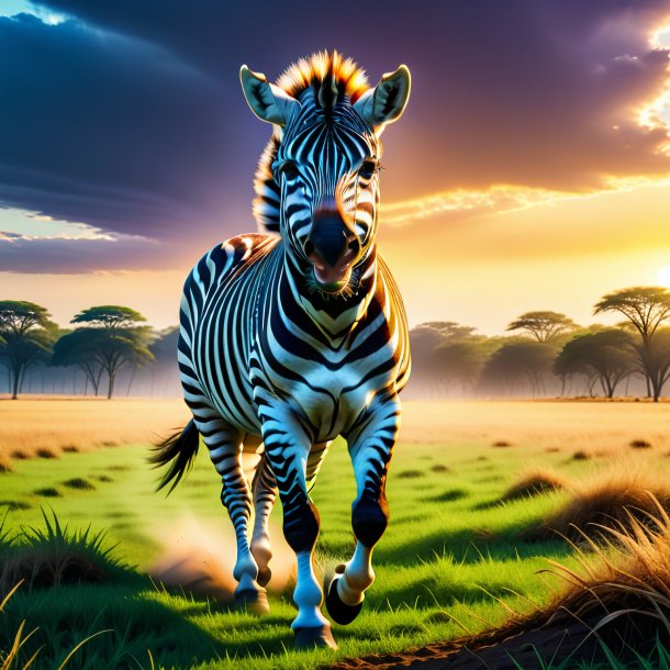 Imagem de uma ameaça de uma zebra no campo