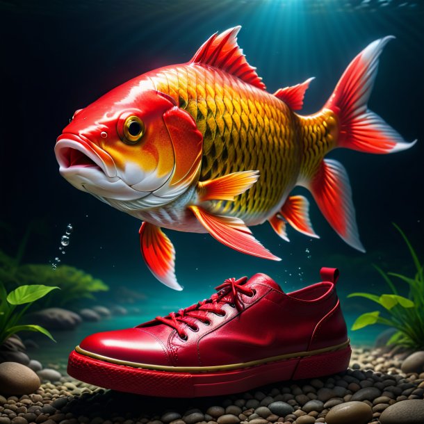 Photo of a carp in a red shoes